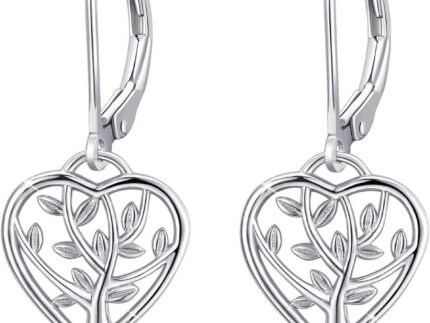 Tree of Life Earrings, 925 Sterling Silver Heart Shaped Studs for Women, Hypoallergenic Earrings for Sensitive Ears Gifts for Women with Gift Box…