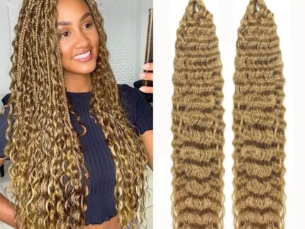 Trekci 24In Deep Wave 27# Boho Curly Braiding Hair 2 Packs crochet hair