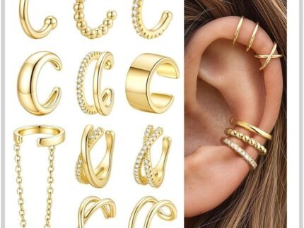 Turandoss 11Pcs Ear Cuffs for Non Piercing, Adjustable Clip on Earrings