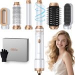 Ukliss 6 in 1 Hair Dryer Brush, Hot Air Brush & Styler with ALCI Safety Plug, Ionic Blow Dryer Brush for Frizz Free Salon Blowout, Volumizing & Auto Curls, for All Hair Types