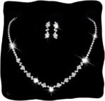 Unicra Bride Crystal Necklace Earrings Set Bridal Wedding Jewelry Sets Rhinestone Choker Necklace Costume Jewelry Set for Women and Brides