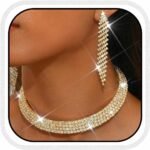 Unicra Rhinestone Bridal Wedding Jewelry Sets Silver Choker Necklace Earrings Set Prom Formal Costume Jewelry Set for Women and Brides