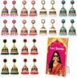 Unittype 12 Pairs Indian Jhumka Earrings for Women