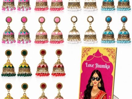 Unittype 12 Pairs Indian Jhumka Earrings for Women