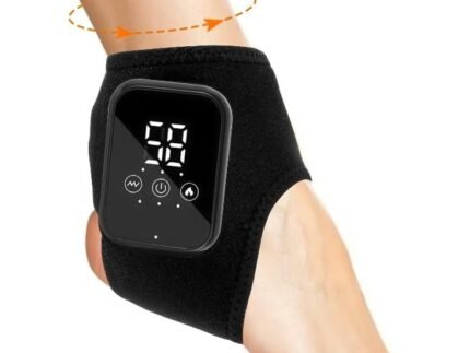 Updated Foot Ankle Massager with Heat – 3-Level Heat & Vibration Adjustable, Smart Timer, Touch Screen, Compact & Portable Ankle Wrap (Black, Set of 1)