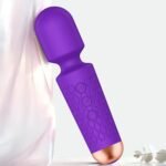 Upgraded Handheld Massager Cordless Rechargeable with 20 Patterns 8 Speeds, Premium Silicone Rose Purple Mini Massager Tool Device for Whole Body Muscle Relaxation and Stress Relieve