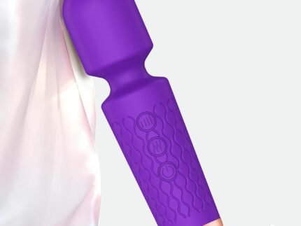Upgraded Handheld Massager Cordless Rechargeable with 20 Patterns 8 Speeds, Premium Silicone Rose Purple Mini Massager Tool Device for Whole Body Muscle Relaxation and Stress Relieve