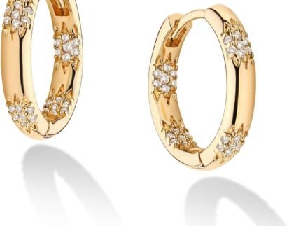 VACRONA Cubic Zirconia Huggie Earrings 14k Gold Plated Tiny Earrings Small Huggie Hoop Earrings Simple Lightweight Hoops Gift for Women