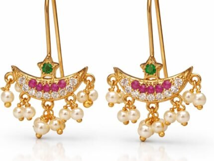 VAMA Upper Ear Clips Press On Maharashtrian Traditional Press Bugadi Clip On Earrings For Women