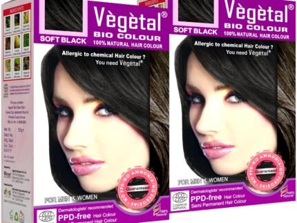 Vegetal Bio Hair Colour Soft Black (50gm x Pack of 2) Natural Hair Dye