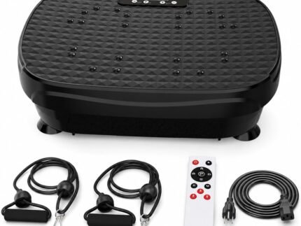 Vibration Plate Exercise Machine for Lymphatic Drainage, 200 Speed Levels, Whole Body Vibration Platform with Resistance Bands for Home Workout