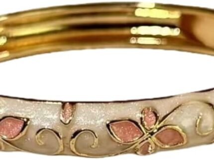 Vintage Flower Cloisonne Bangle Bracelet for Women, Enamel Chunky Gold Plated Bracelets Jewelry Gifts