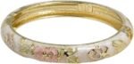 Vintage Flower Cuff Bangles Gold Plated Cloisonne Chinoiserie Peony Floral Elegant Bracelet Gifts For Women