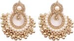 Vintage Pearl Jhumkas Indian Earrings, Chandbali Jewelry for Women