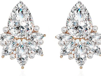Vintage Rhinestone Earrings Fancy Crystal Cluster Drop Earrings Art Deco Earrings for Women