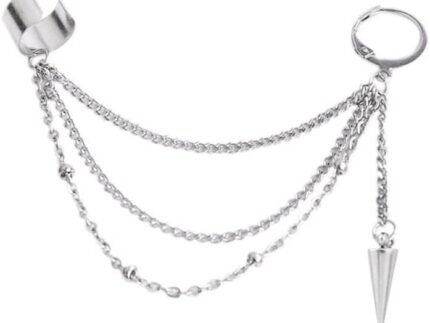 Vintage Tassel Dangle Ear Cuff Crawler Climber Earring for Women Stainless Steel Cartilage Small Hoop Wrap Vine Clip on Layered Chain Drop Fashion Lightweight Comfy Jewelry 1 Piece