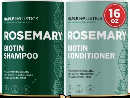Volumizing Biotin Shampoo and Conditioner Set – Rosemary Shampoo and Conditioner for Thinning Hair Care with Tea Tree & Coconut Oil – Color Safe – Paraben Silicone & Sulfate Free (16 Fl Oz Each)