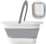 WMHYLYH Collapsible Pedicure Foot Spa Bath Massager for Dry Cracked Feet, Feet Soaking Tub with Massage Acupoint, Pedicure Foot Soak Basin Plastic Bucket with Handle(White)