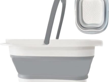 WMHYLYH Collapsible Pedicure Foot Spa Bath Massager for Dry Cracked Feet, Feet Soaking Tub with Massage Acupoint, Pedicure Foot Soak Basin Plastic Bucket with Handle(White)