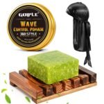 Wave Pomade Soap Shampoo Bar & Wooden Holder for Men – 360 Wave Greasy Strong Hold Easy Wash 360 Training Hair Cream – Waves Silky Satin Durag Extra Long Tails Waves Cap Waves Kit for Black Hair