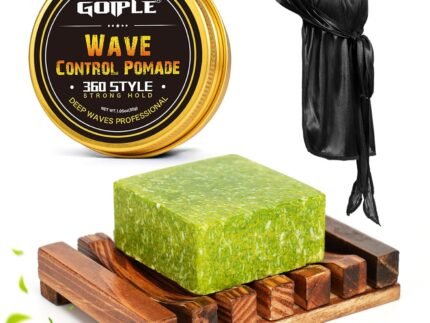 Wave Pomade Soap Shampoo Bar & Wooden Holder for Men – 360 Wave Greasy Strong Hold Easy Wash 360 Training Hair Cream – Waves Silky Satin Durag Extra Long Tails Waves Cap Waves Kit for Black Hair
