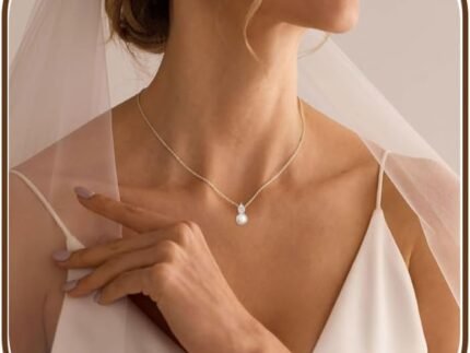 Wedding Jewelry Sets for Brides，Fashion 14K Gold Plated Bridal Accessories Dainty Wedding Earrings Necklace Simple Pearl Necklace Set Costume Jewelry for Women