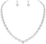 Women’s Bridal Jewelry Set for Wedding Brides Bridesmaids, Elegant Prom Costume Necklace and Earring Jewelry Set for Women Evening Wear