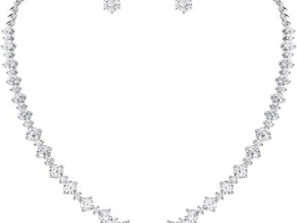 Women’s Bridal Jewelry Set for Wedding Brides Bridesmaids, Elegant Prom Costume Necklace and Earring Jewelry Set for Women Evening Wear