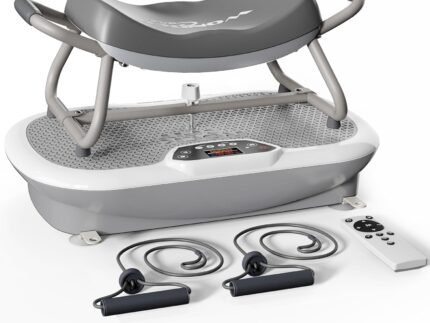 Wonder Core Rock N Fit Whole Body Vibration Plate Exercise Machine with Ergonomic Removable Chair, Platform Shaker & Resistance Bands for Home Gym, Body Toning & Muscle Recovery