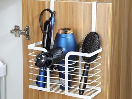 YIGII Hair Dryer Holder Adjustable Height – Hair Tool Organizer White Bathroom Organizer Hot Styling Tools Storage for Hair Dryer, Flat Iron, Curling Iron, Straightener