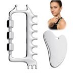 Yeamon Gua Sha Facial Tools & Massager Set, Stainless Steel Skin Care Tools for Face and Body, 3-in-1 Head Massage Combs & Roller fo Face Neck Body and Eye, Self Care Gift for Woman & Man