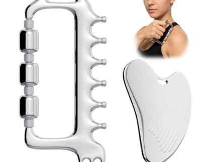 Yeamon Gua Sha Facial Tools & Massager Set, Stainless Steel Skin Care Tools for Face and Body, 3-in-1 Head Massage Combs & Roller fo Face Neck Body and Eye, Self Care Gift for Woman & Man