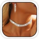 Yean Bridal Choker Necklace Silver Rhinestone Wedding Choker Jewelry Sets Crystal Necklace and Earring Sets for Women