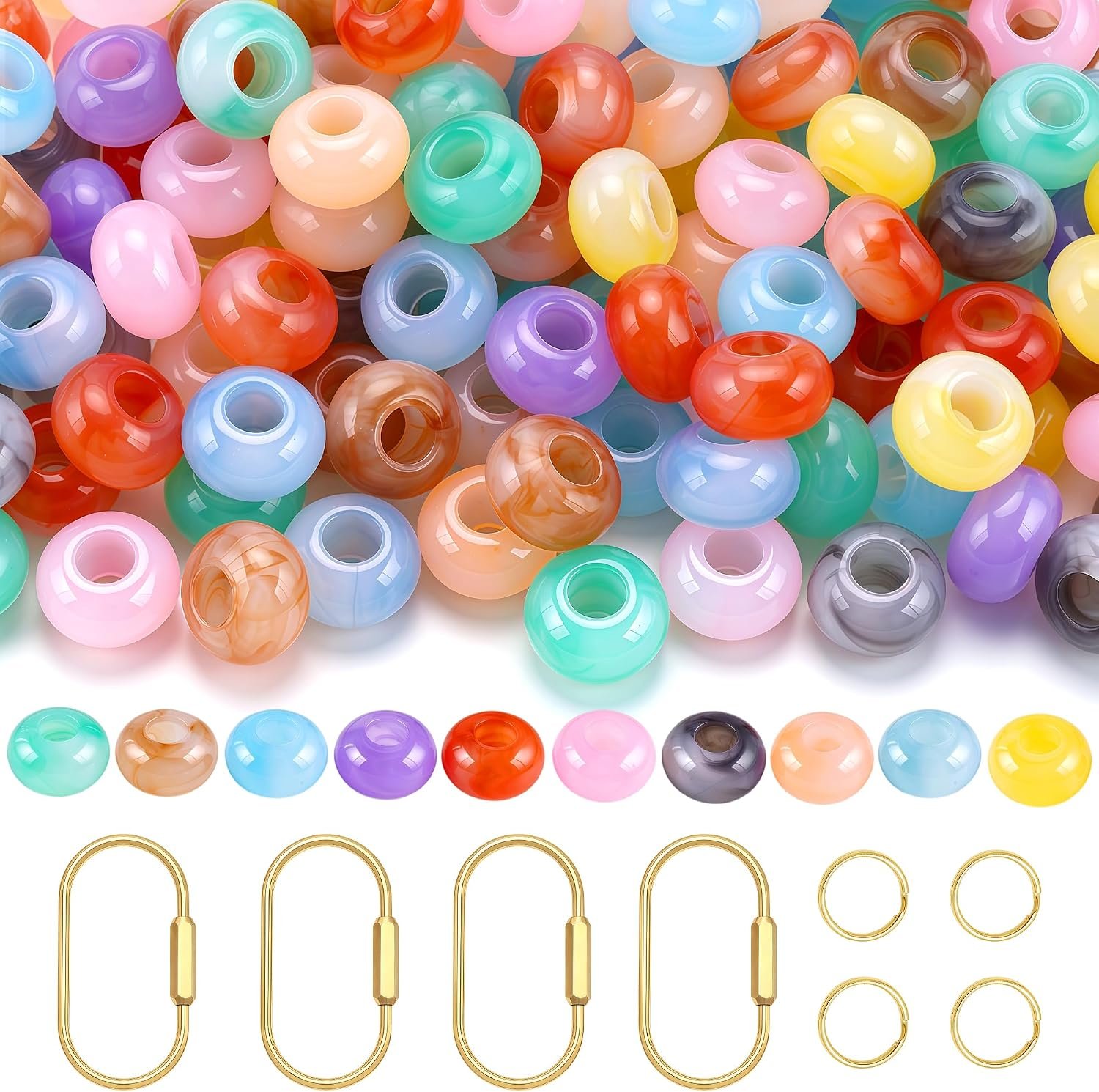 Zkptops 150Pcs Acrylic Large Hole Beads for Keychains 14mm Chunky Beads with Large Holes (5mm) Mixed Color Acrylic Beads for Hair Paracord Jewelry Making DIY Craft with 4Pcs O Rings 4Pcs Keychain Clip Zkptops 150Pcs Acrylic Large Hole Beads for Keychains 14mm Chunky Beads with Large Holes (5mm) Mixed Color Acrylic Beads for Hair Paracord Jewelry Making DIY Craft with 4Pcs O Rings 4Pcs Keychain Clip