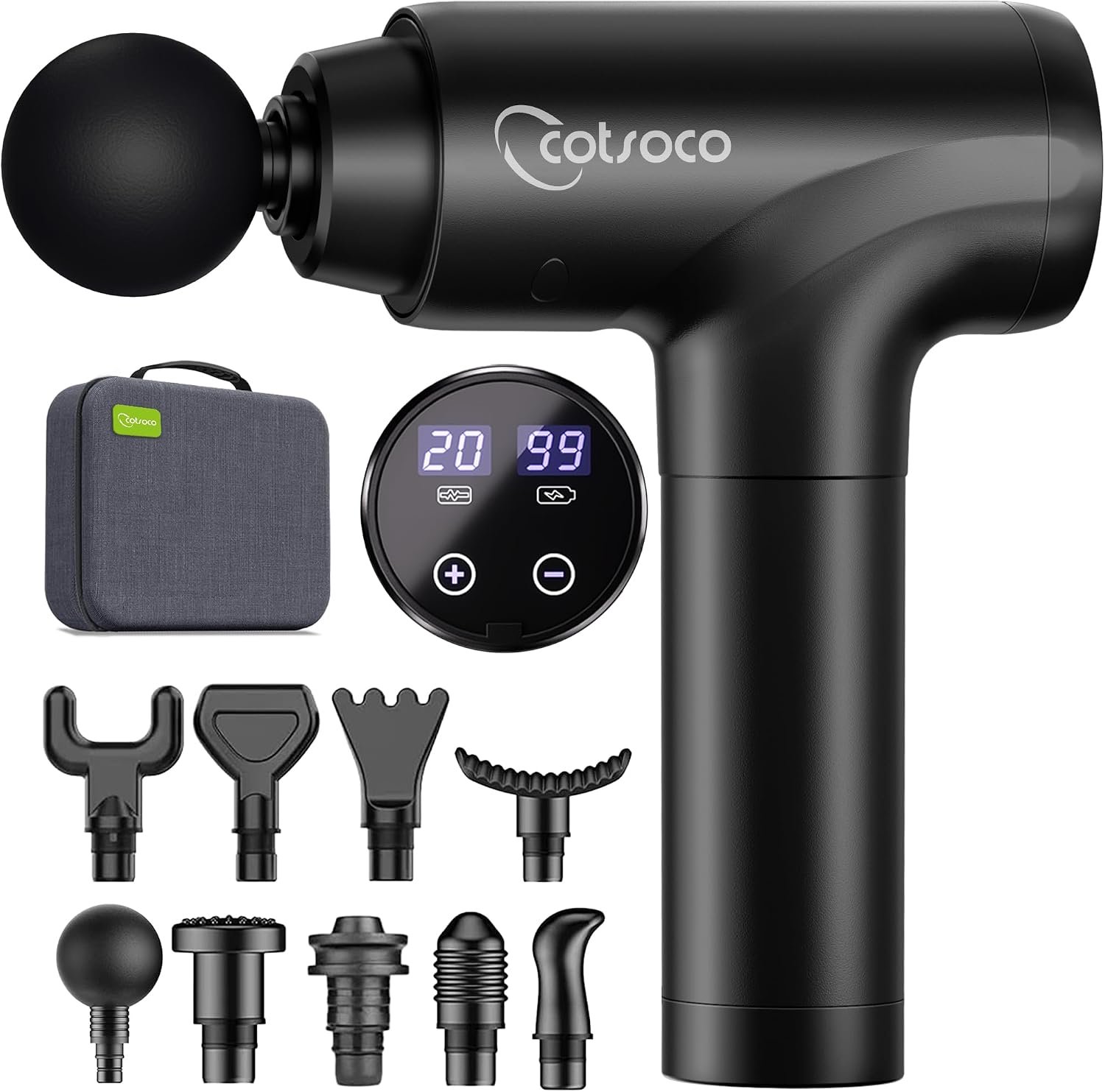 cotsoco Massage Gun, Muscle Massage Gun Deep Tissue Back Massager for Pain Relief, 20 Speeds Handheld Electric Massager Tool with Silent Brushless Motor, Suitable for Gym Office Home Travel cotsoco Massage Gun, Muscle Massage Gun Deep Tissue Back Massager for Pain Relief, 20 Speeds Handheld Electric Massager Tool with Silent Brushless Motor, Suitable for Gym Office Home Travel