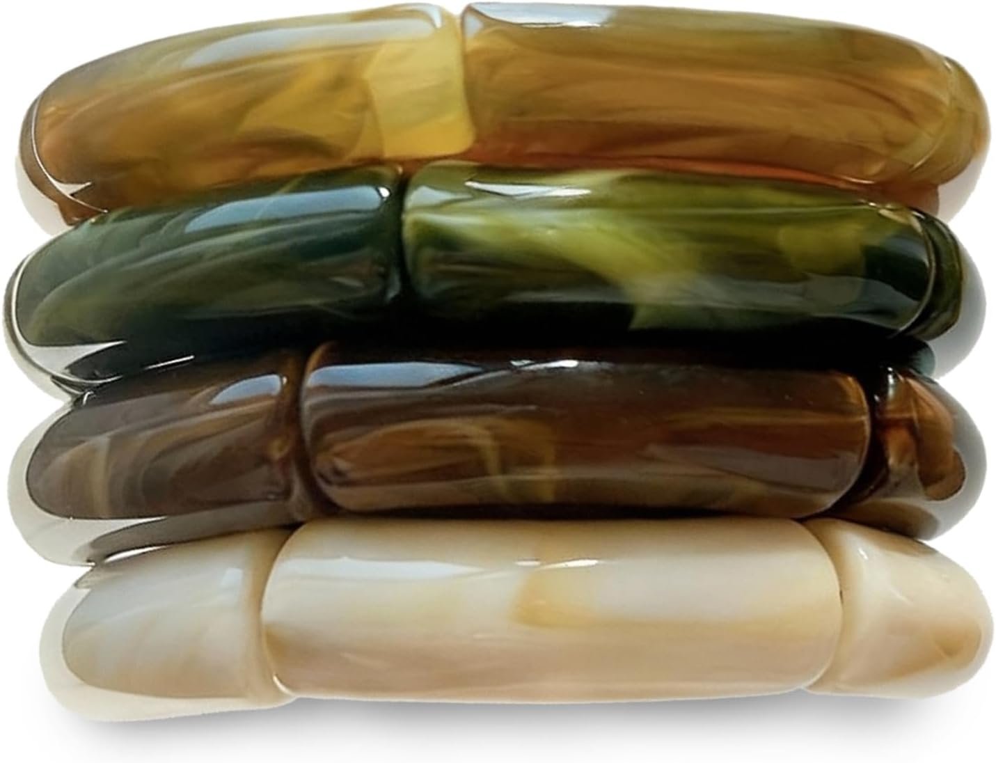 iF YOU 6pcs Chunky Acrylic Bangle Bracelets for Women, Resin Bamboo Brown Stretchy Bracelet Stack, Fashion Jewelry for Women iF YOU 6pcs Chunky Acrylic Bangle Bracelets for Women, Resin Bamboo Brown Stretchy Bracelet Stack, Fashion Jewelry for Women