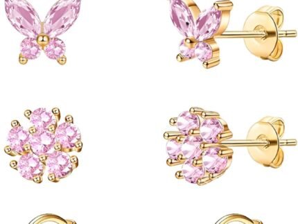 jagosen Gold Pink Stud Earrings for Women Hypoallergenic Earrings for Girls